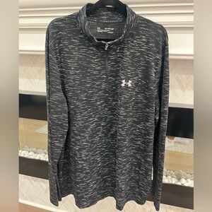 Under Armour Black & White Heather Quarter-Zip Light Weight Pullover Fitted 2XL